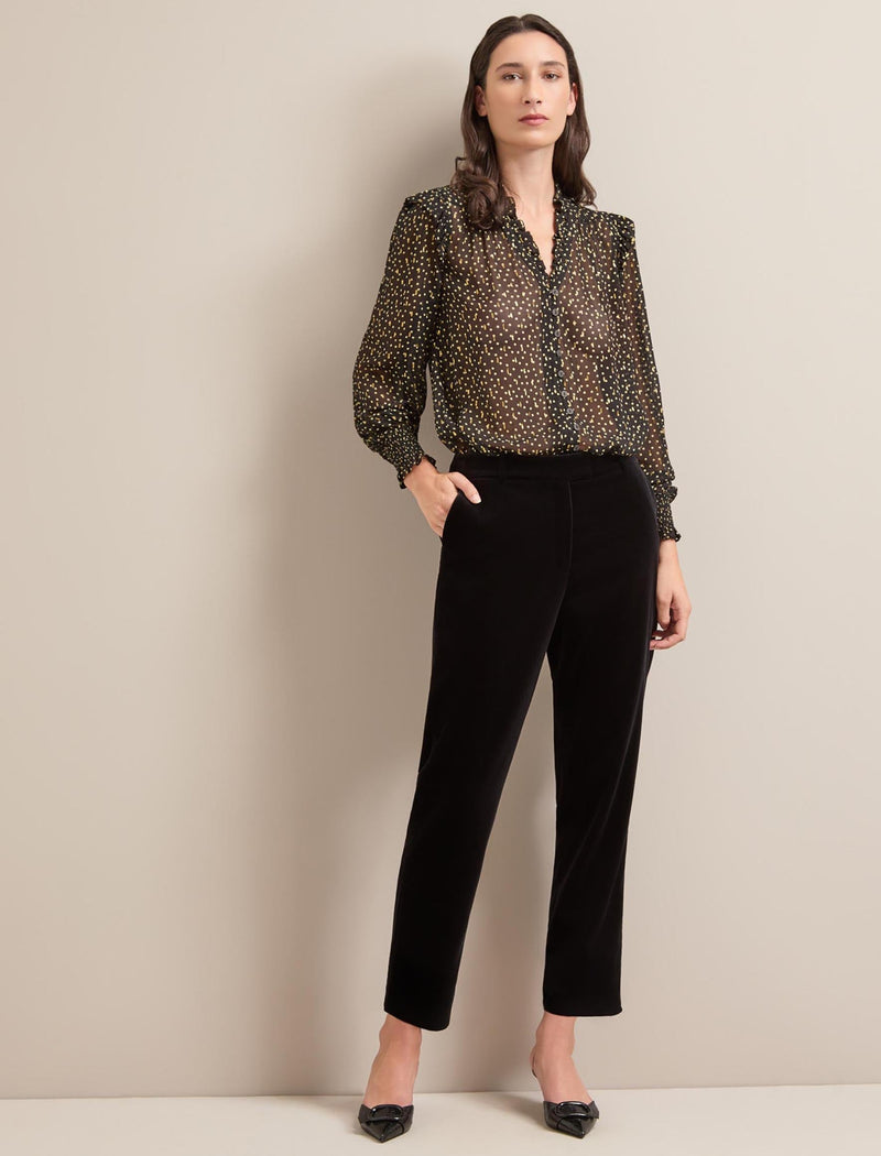 Tatum Velvet Tapered Trouser - Black
