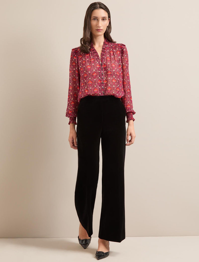Taylor Velvet Wide Leg Trouser - Black