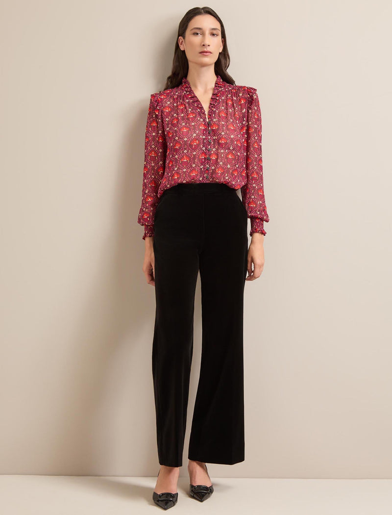 Taylor Velvet Wide Leg Trouser - Black
