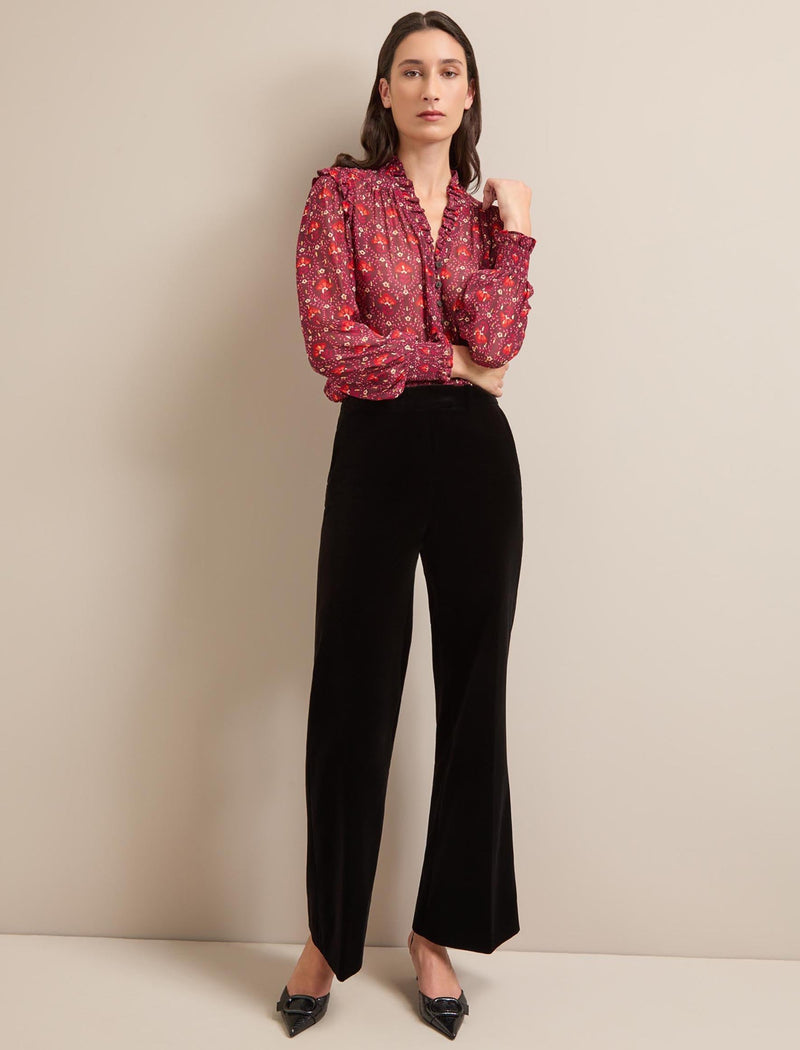 Taylor Velvet Wide Leg Trouser - Black