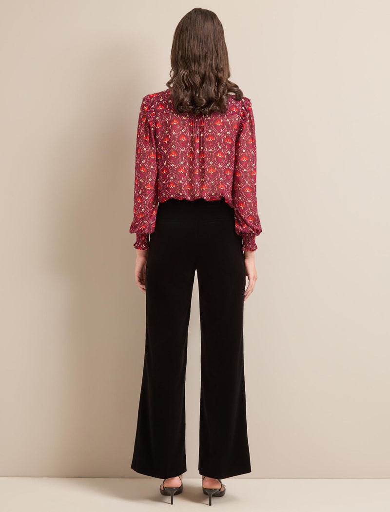 Taylor Velvet Wide Leg Trouser - Black