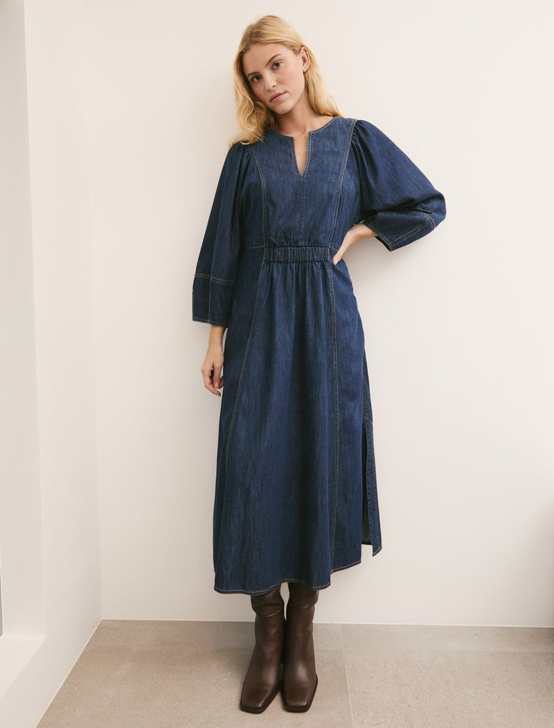 Jude Denim Maxi Dress - Dark Blue