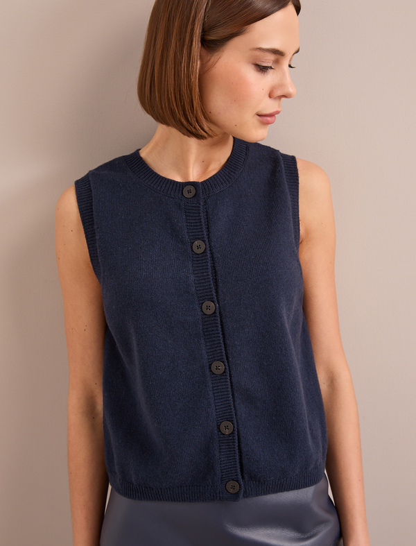 Wesley Cotton Blend Waistcoat - Navy