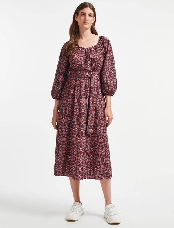 Ingrid Organic Cotton Maxi Dress - Pink Shibori Print