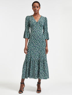 Daphne Maxi Dress - Green Blossom Print