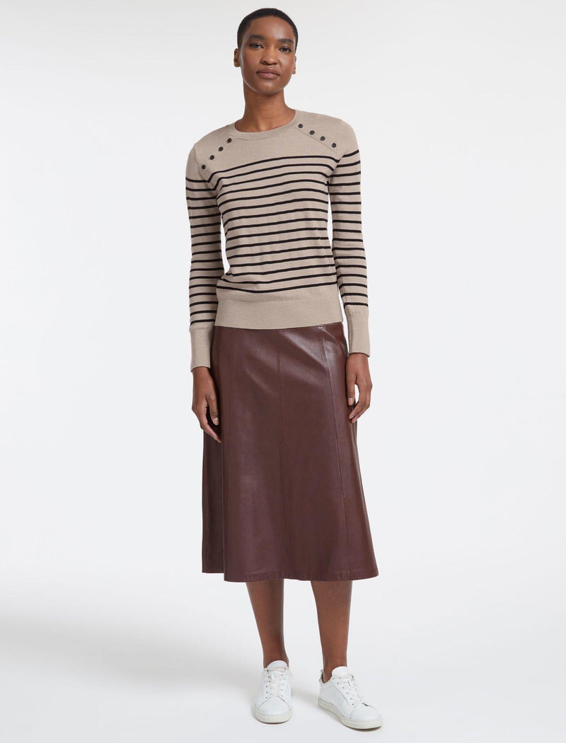 Hailey Wool Jumper - Beige Black Stripe