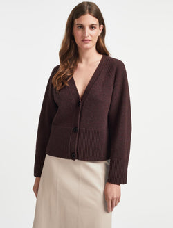 Courtney Wool Boxy Cardigan - Russet Brown