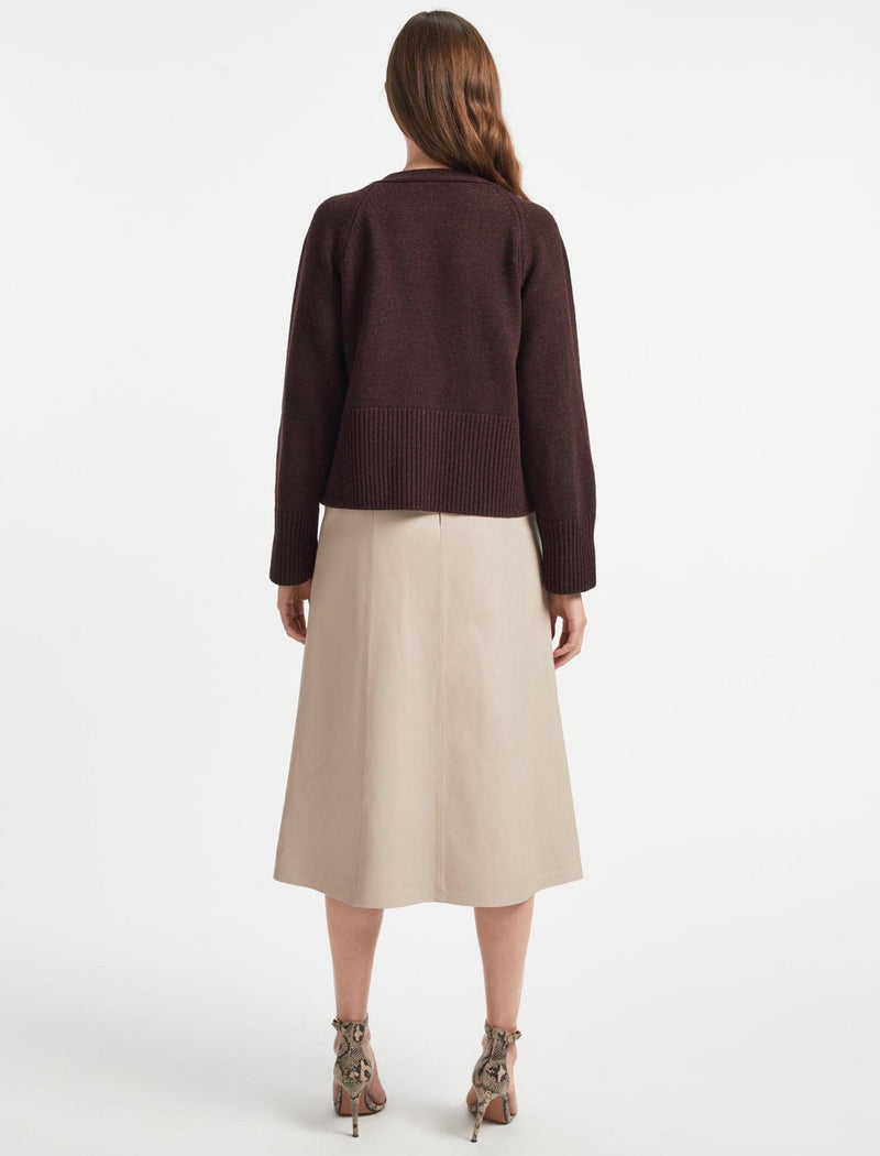 Courtney Wool Boxy Cardigan - Russet Brown
