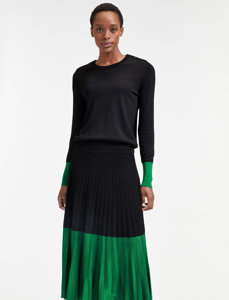 Colette Contrast Hem Skirt - Emerald Green Black