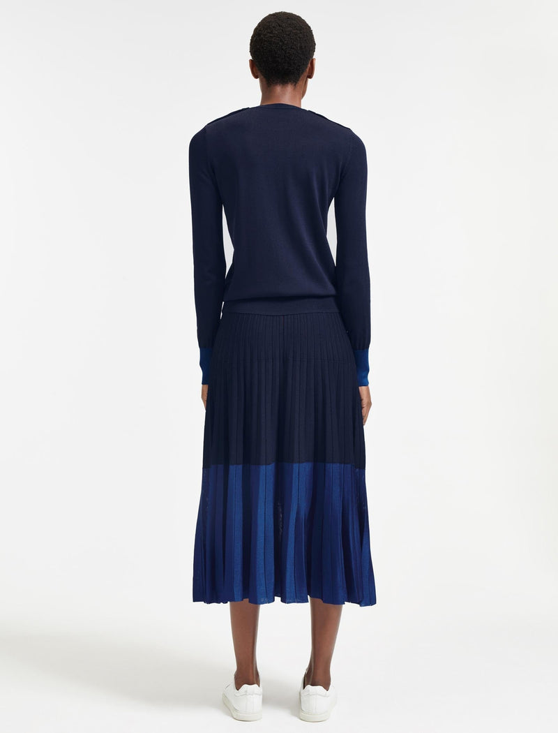 Colette Contrast Cuff Jumper - Navy