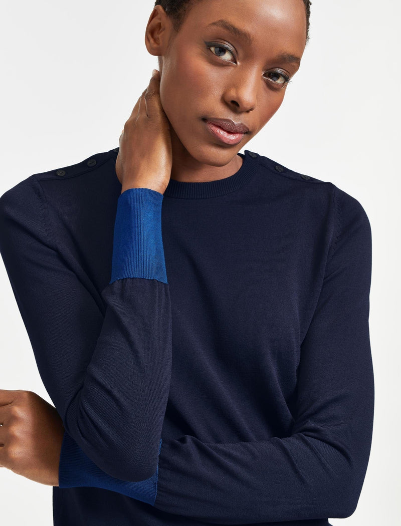 Colette Contrast Cuff Jumper - Navy