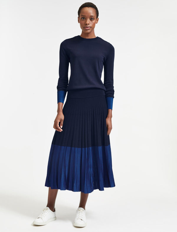 Colette Contrast Cuff Jumper - Navy