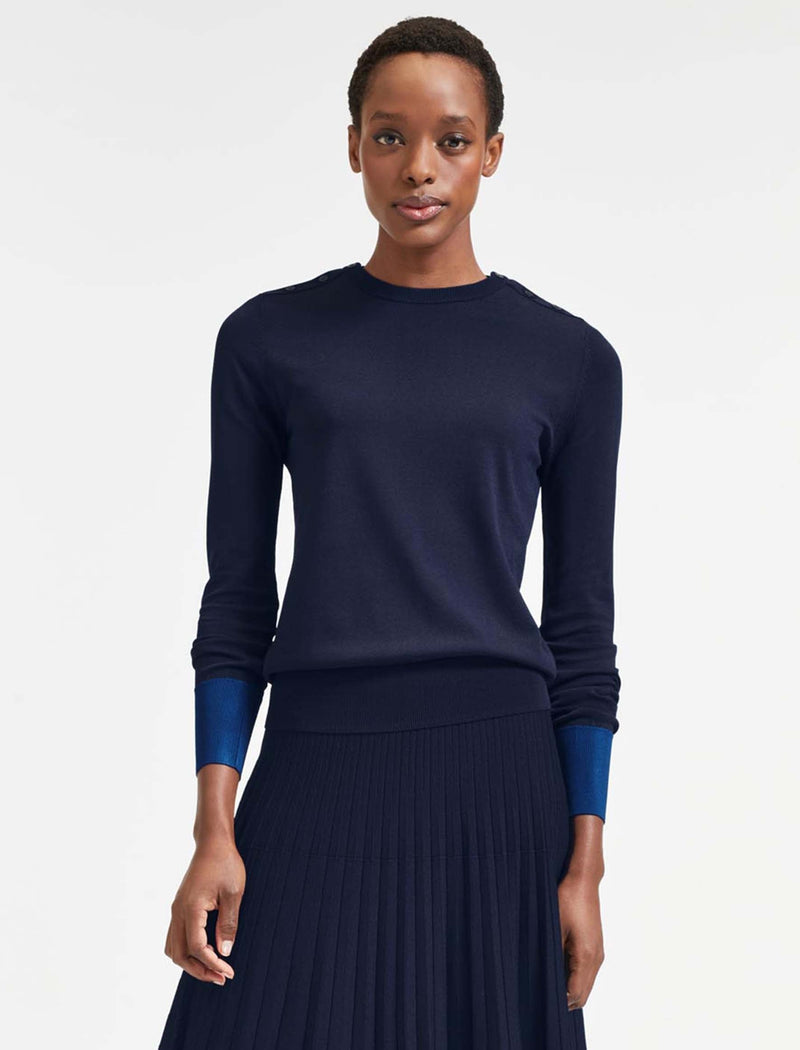 Colette Contrast Cuff Jumper - Navy