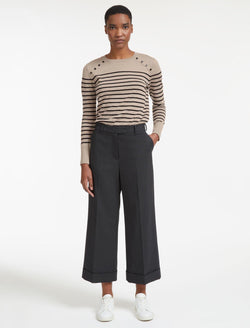 Turner Wool Crop Wide Leg Trouser - Charcoal