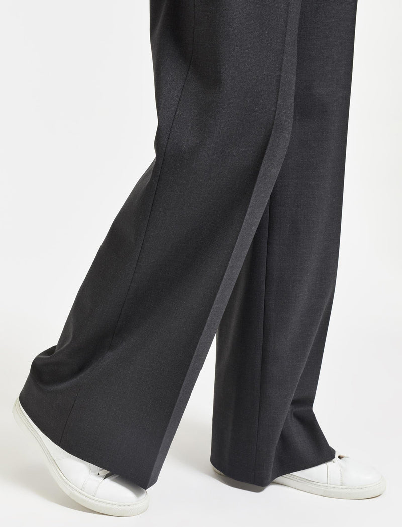Terence Wool Wide Leg Trouser - Charcoal