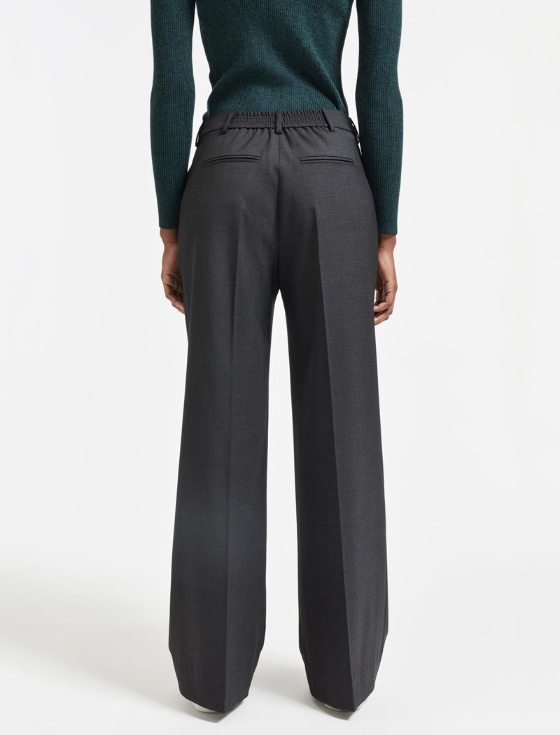 Terence Wool Wide Leg Trouser - Charcoal