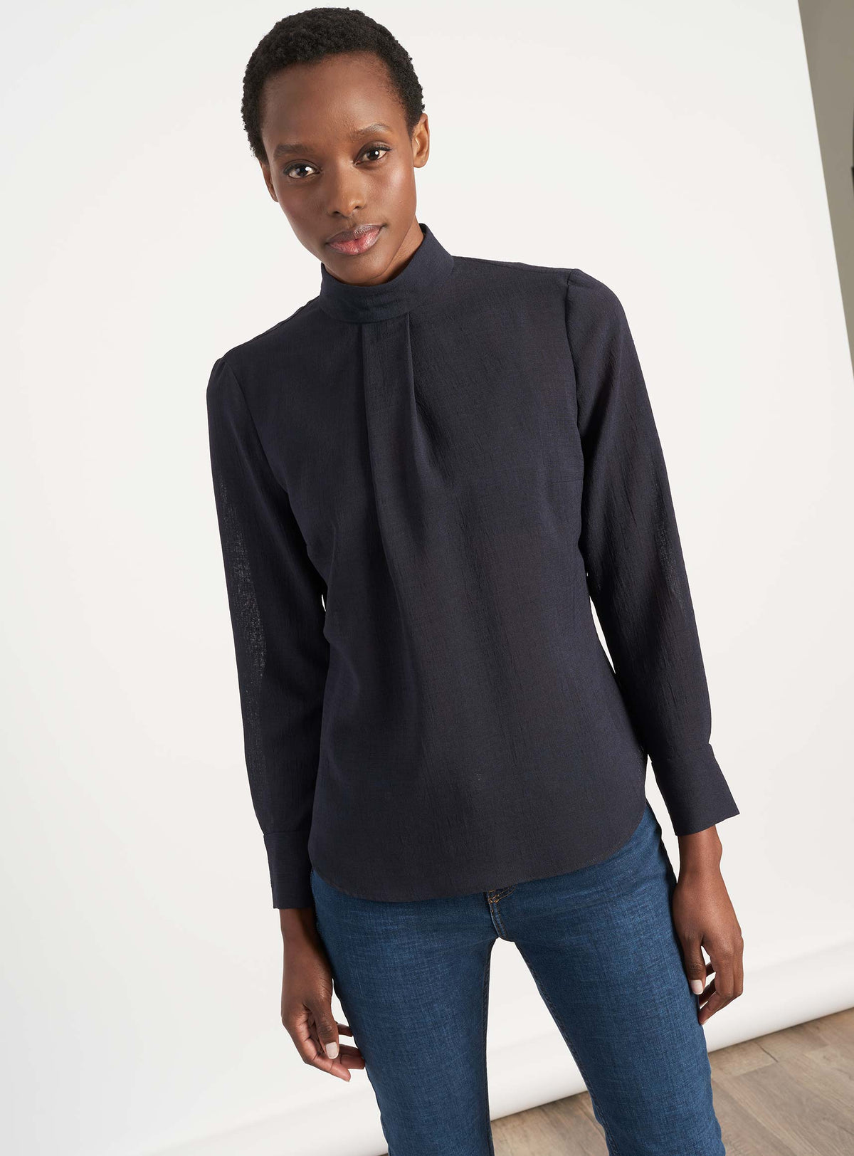 Navy Blouses | Navy Silk Blouses Shirts | Cefinn Navy Blouses | Navy Silk Blouses Shirts | Cefinn