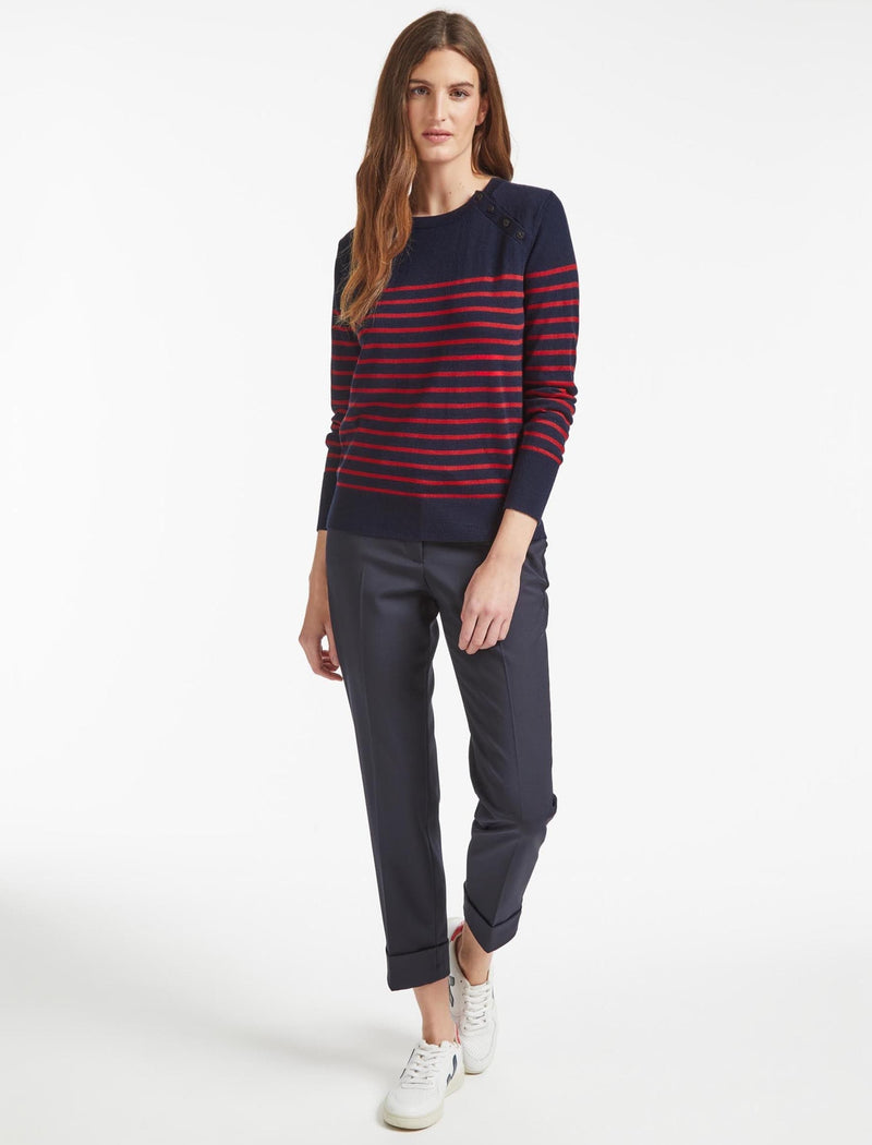 Hailey Wool Jumper - Navy Red Stripe