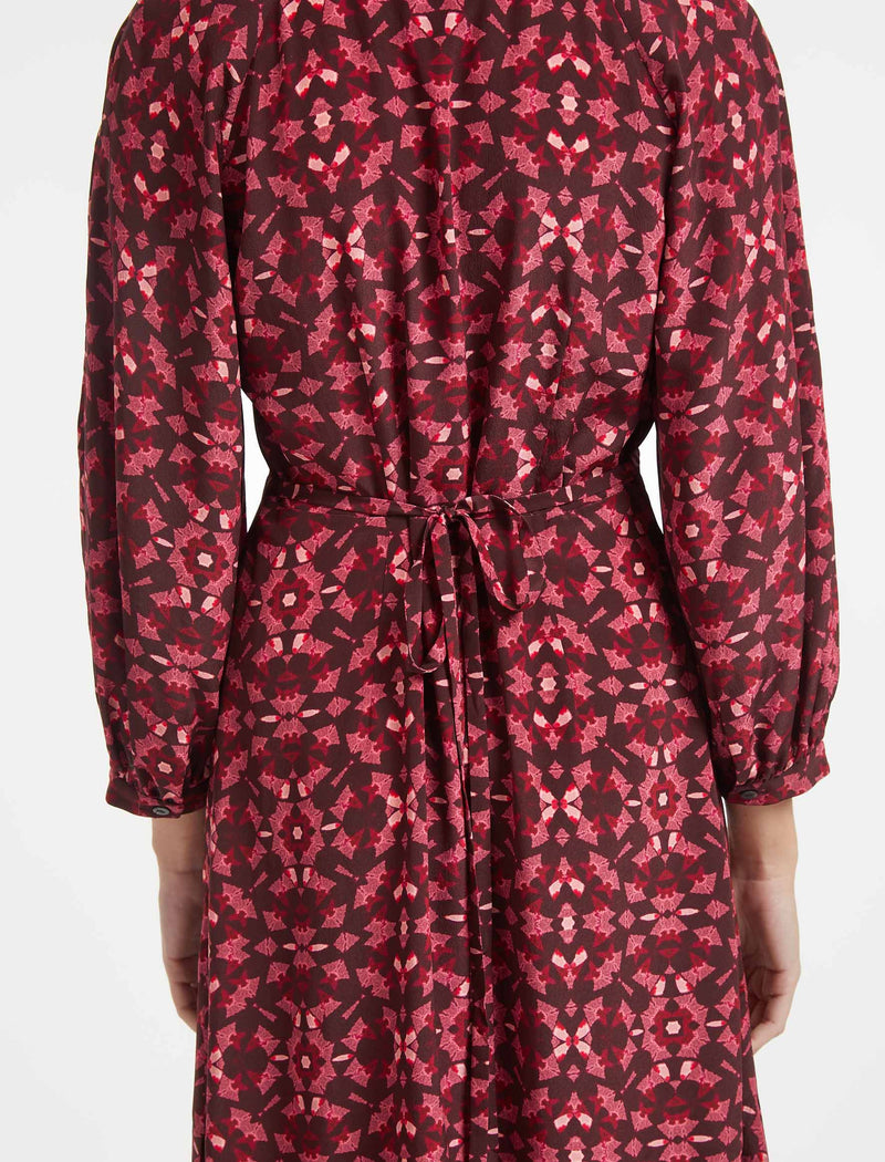 Daria Silk Midi Dress - Rose Shibori Print