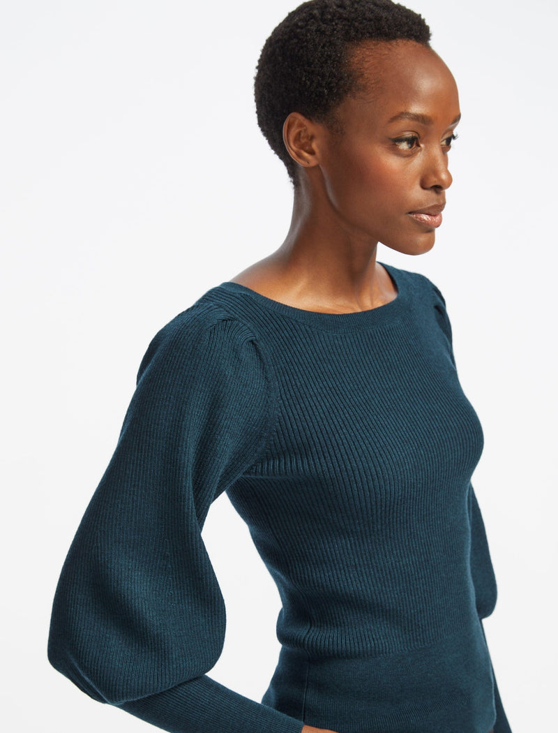 Eva Wool Boat Neck Jumper - Petrol