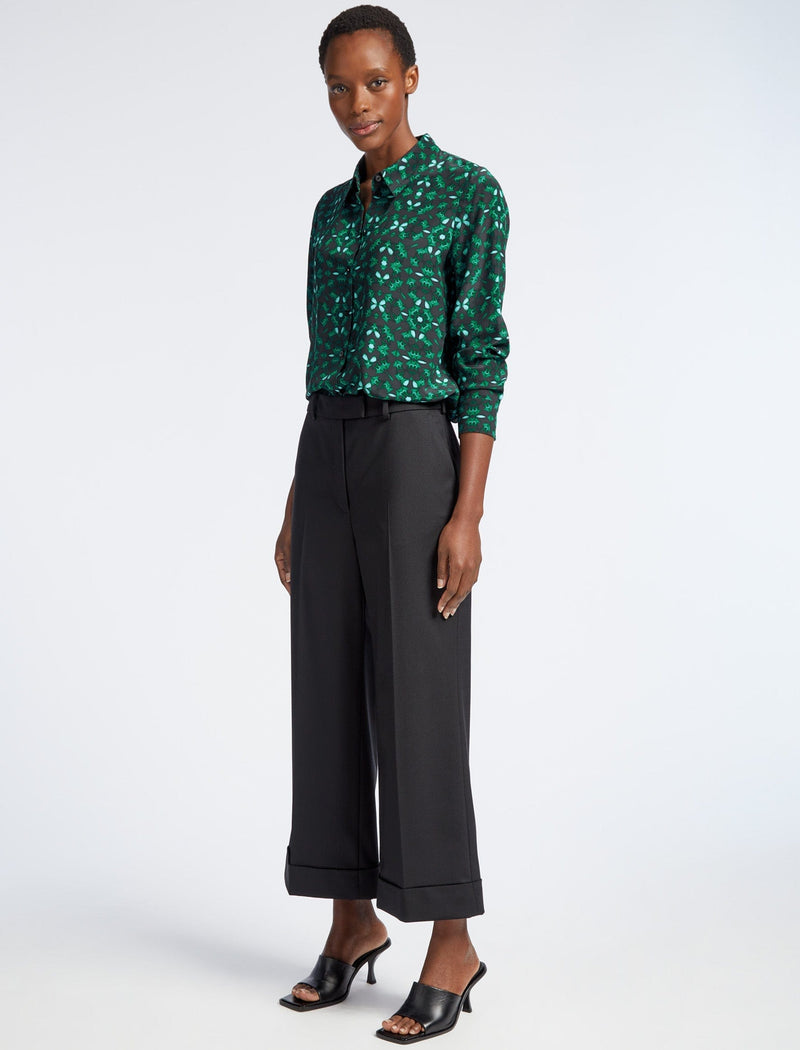 Turner Wool Crop Wide Leg Trouser - Black