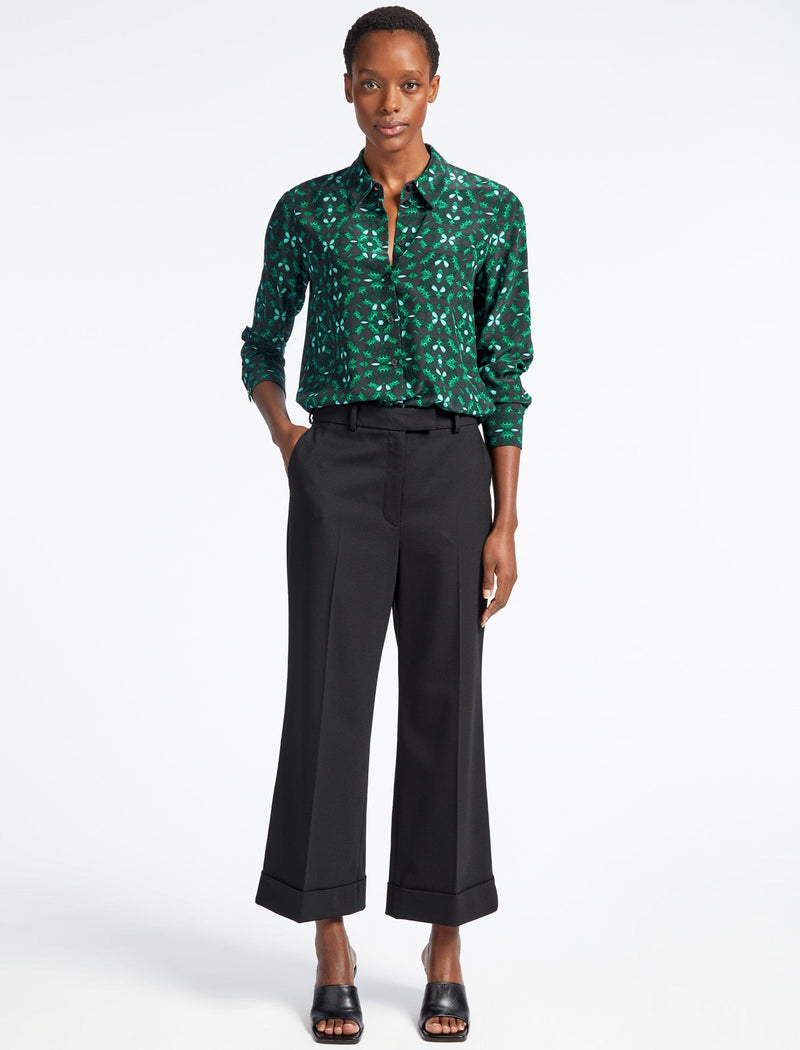 Turner Wool Crop Wide Leg Trouser - Black