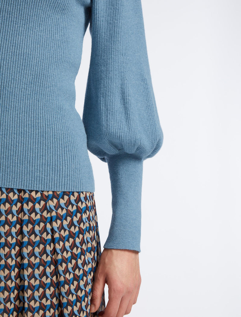 Eva Wool Round Neck Jumper - Mid Blue