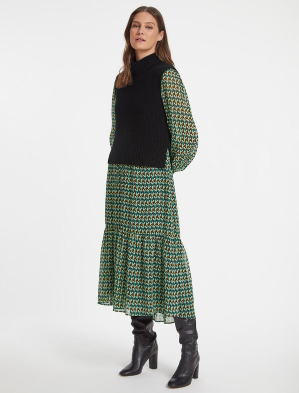 Janie Sleeveless Funnel Neck Jumper - Black