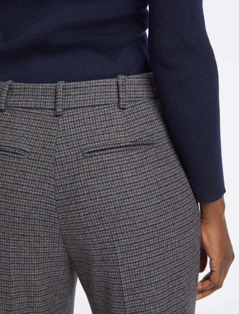 Terence Wool Wide Leg Trouser - Charcoal Navy Black Check