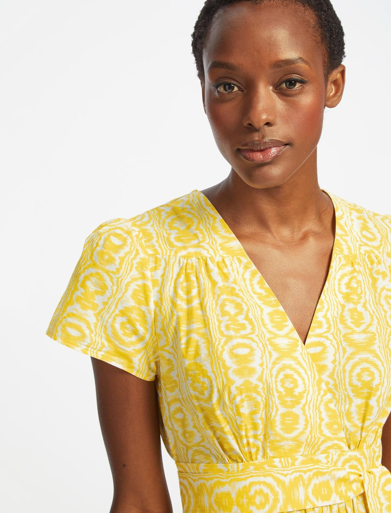 Gina Organic Cotton Maxi Dress - Yellow Moire Print