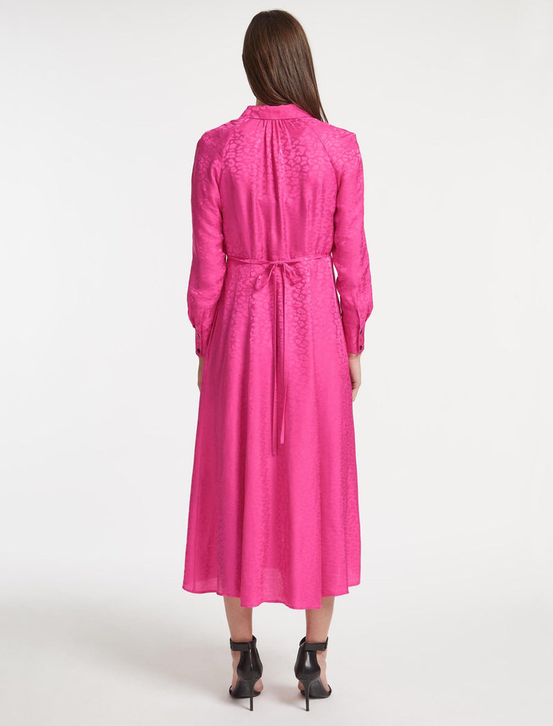 Astrid Silk Blend Maxi Dress - Hot Pink