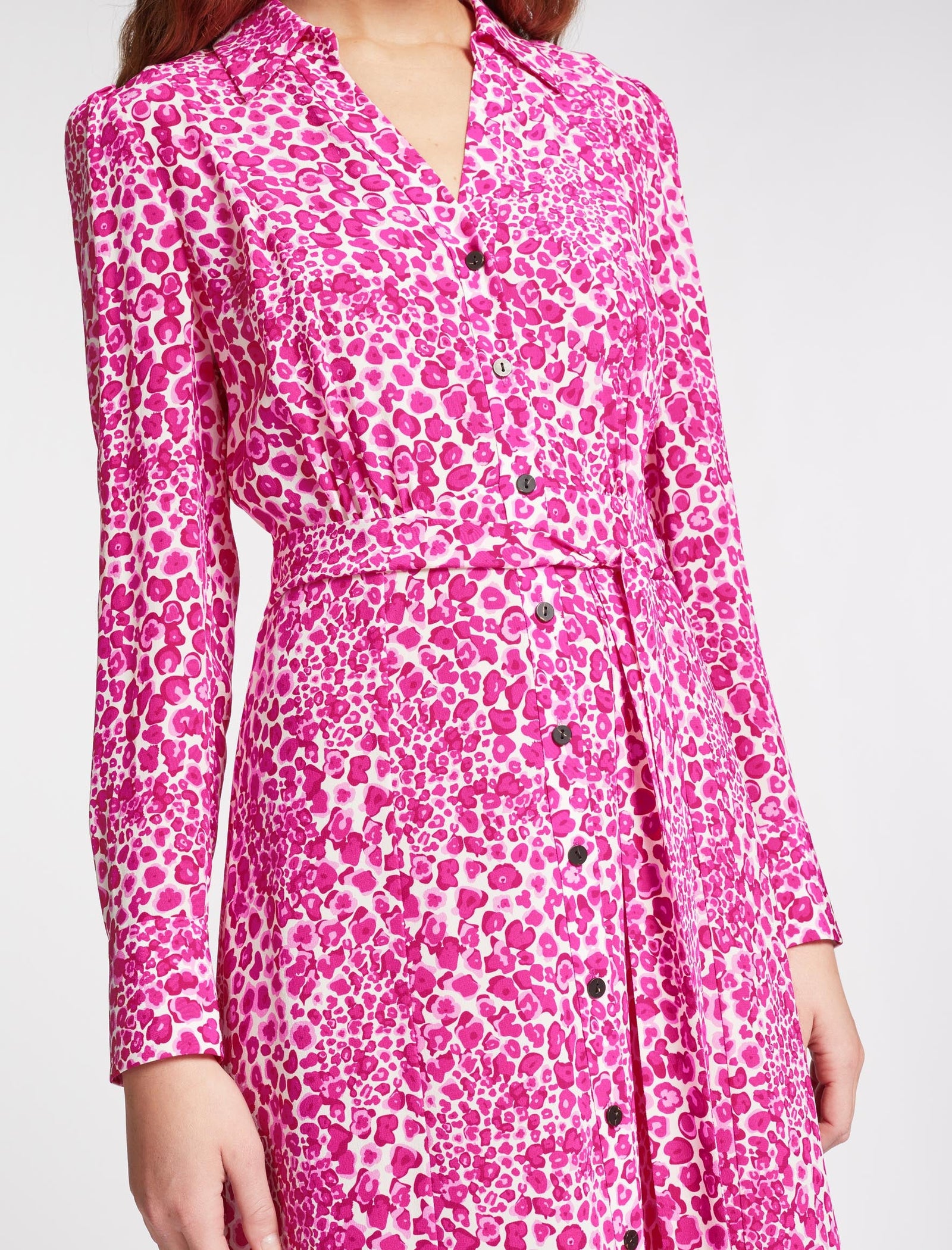 Pink leopard print shirt dress outlet