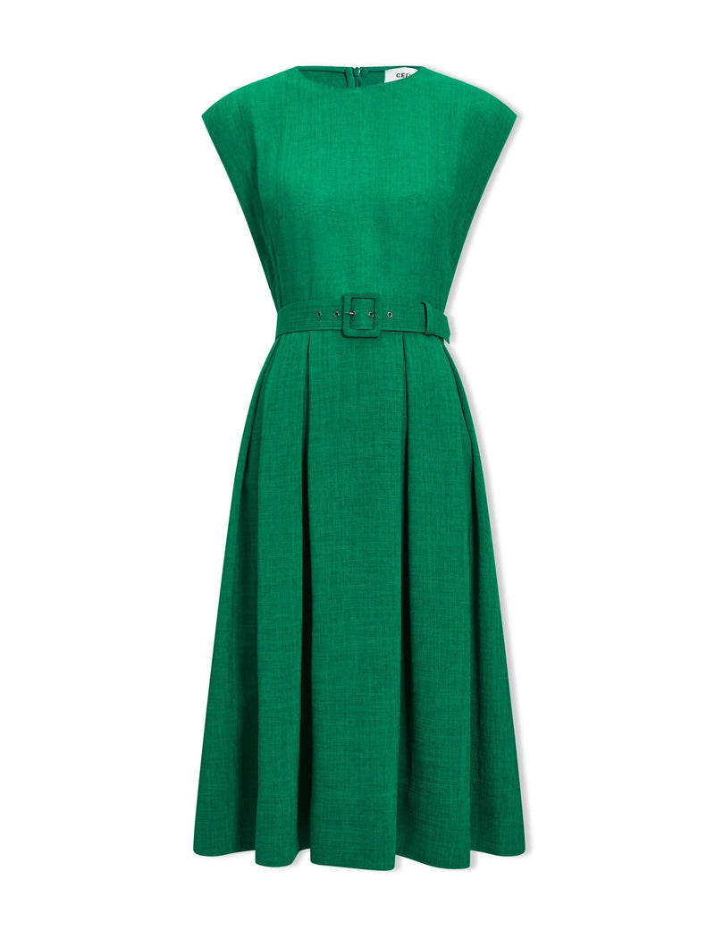 Thandie Techni Voile Midi Dress - Emerald Green
