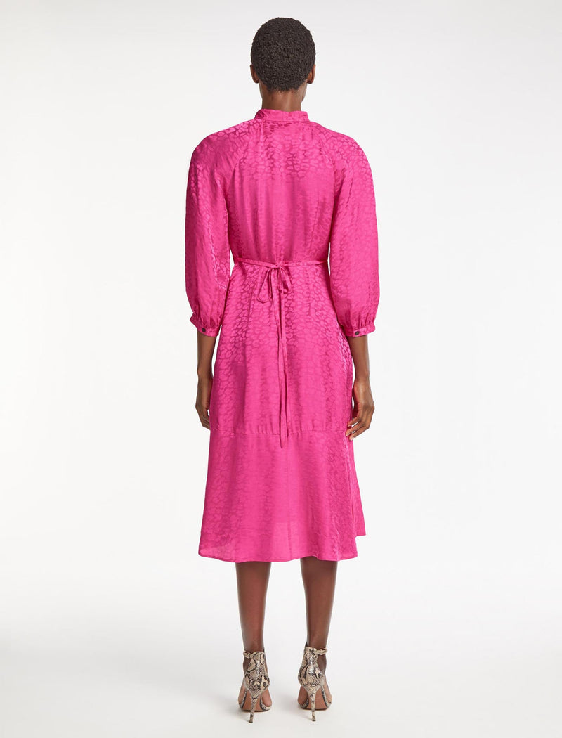 Daria Silk Blend Midi Dress - Hot Pink