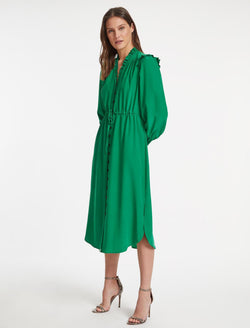 Stella Silk Midi Dress - Emerald Green