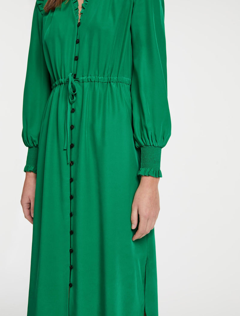 Stella Silk Midi Dress - Emerald Green
