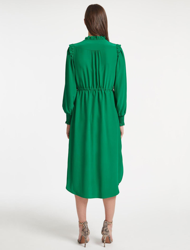 Stella Silk Midi Dress - Emerald Green
