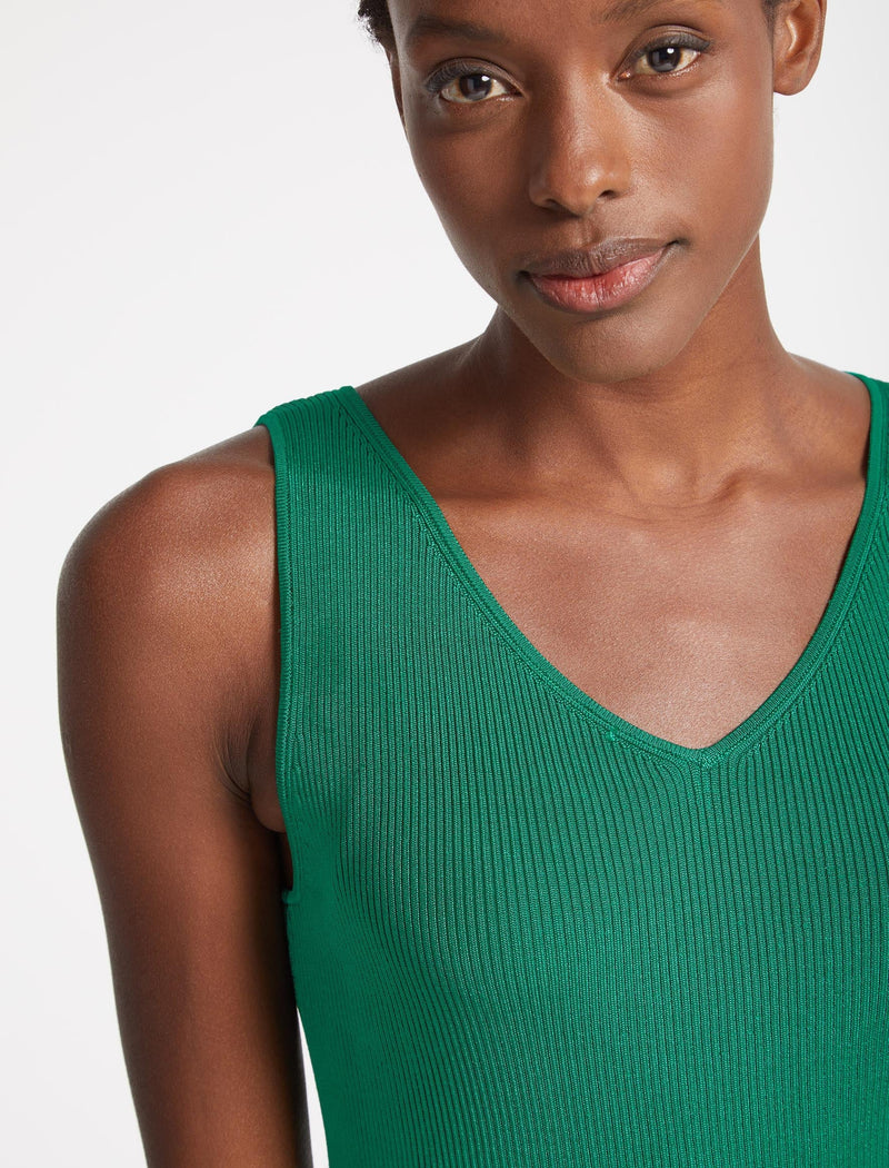 Tammy Rayon V Neck Vest - Emerald Green