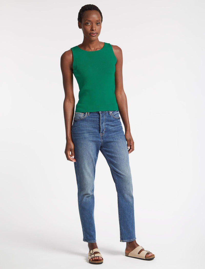 Tammy Rayon Round Neck Vest - Emerald Green