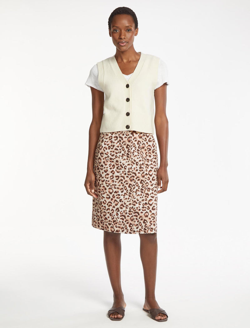 Meryl Wool V Neck Waistcoat - Cream