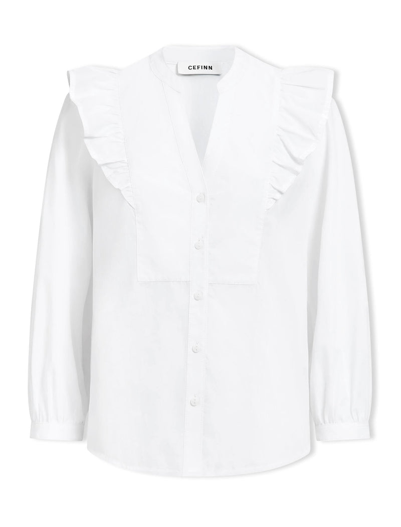 Dixie Organic Cotton V Neck Shirt - White
