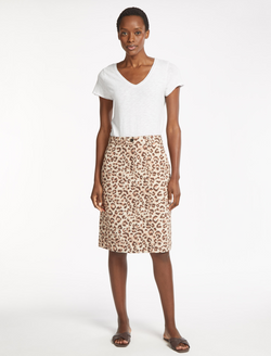 Sidney Cotton Twill Pencil Skirt Leopard Print