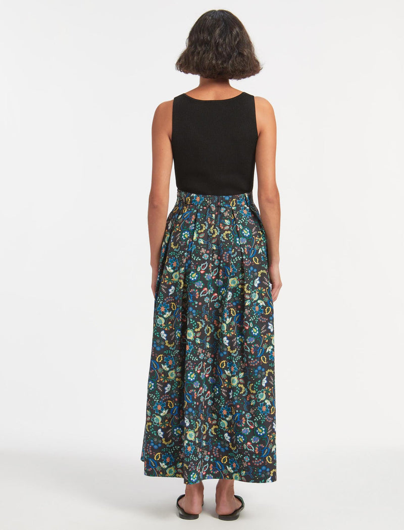 Thandie Organic Cotton Maxi Skirt - Multi Coloured Large Floral Print