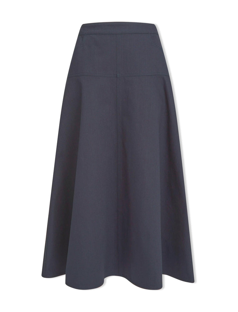 Sierra Cotton Maxi Skirt - Navy