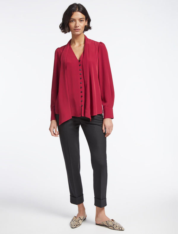 Carla Blouse with Scarf - Red