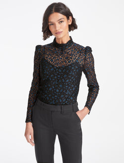 Thalia Lace Blouse - Blue Black