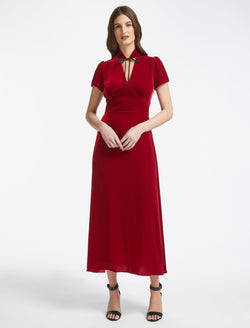 Jacquetta Velvet Maxi Dress - Red