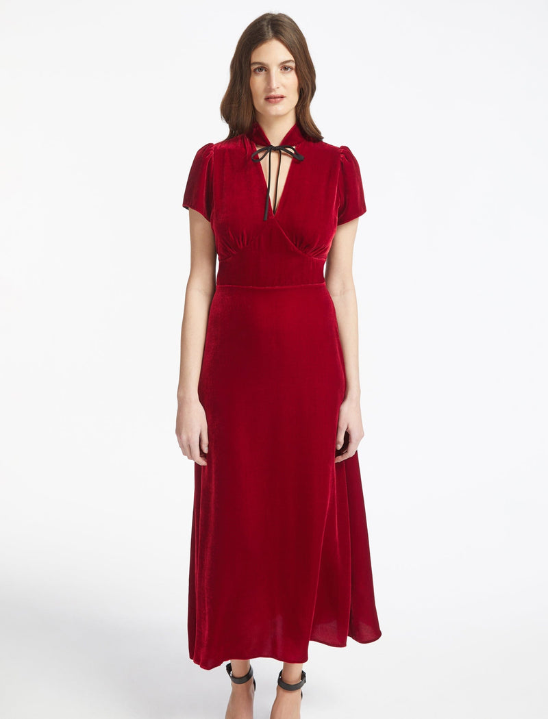 Jacquetta Velvet Maxi Dress - Red