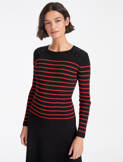 Frieda Lurex Jumper - Black Red Stripe