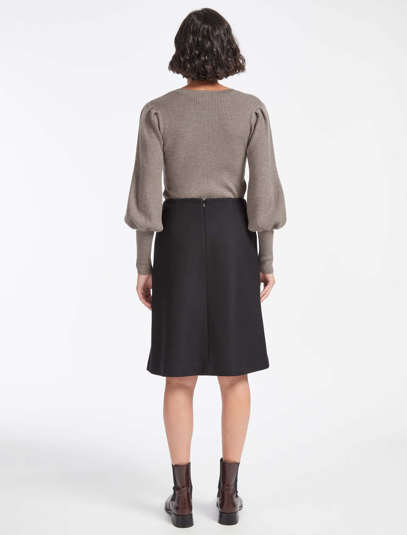 Audrey Wool A Line Skirt - Black